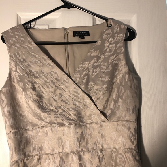 Tahari cream color satin sheath dress - Picture 2 of 3